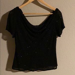 JKARA cap sleeve  beaded  top Petite L